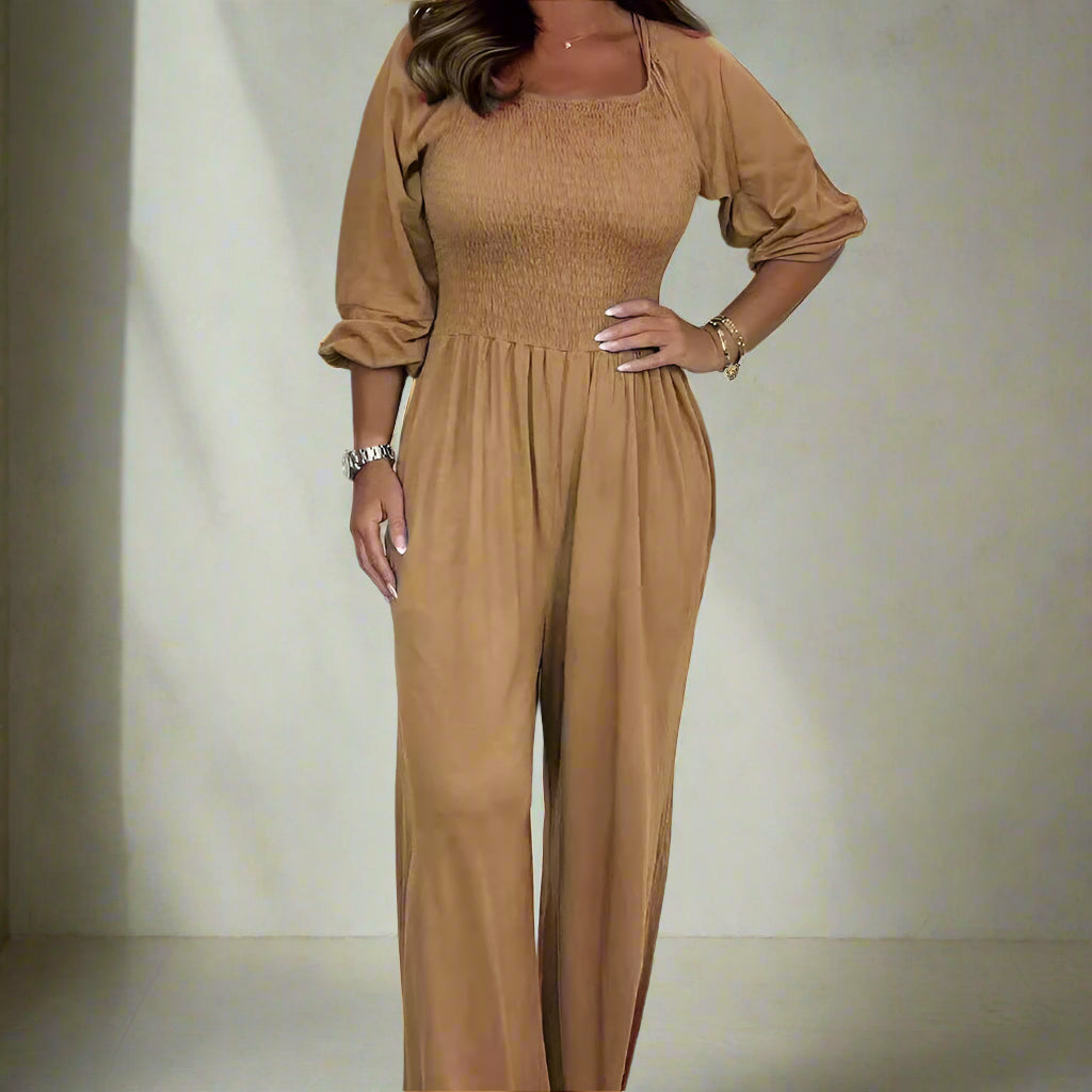 Kvinnors Jumpsuit Rayon Blend Långärmad Fyrkantig Hals
