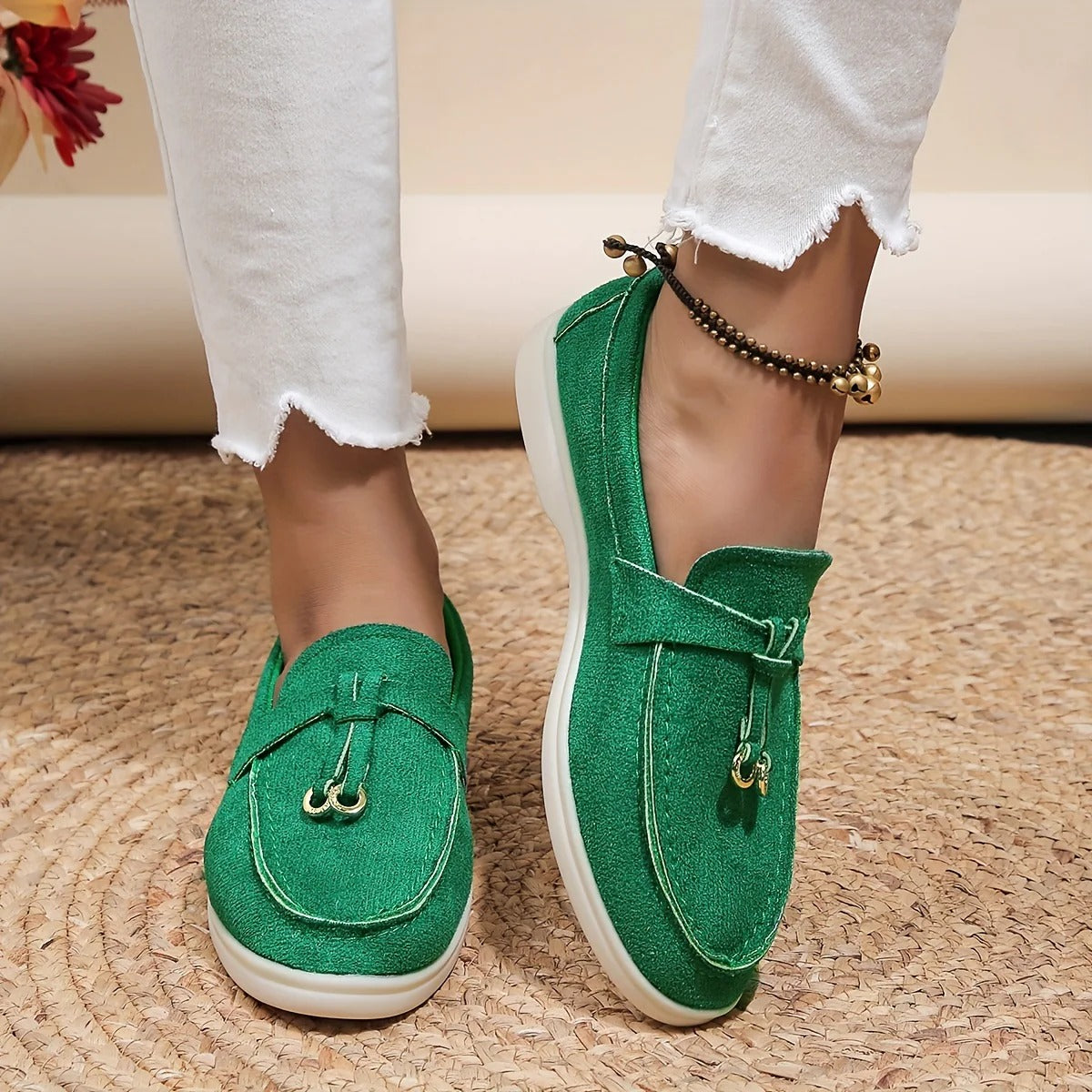 Kvinnors Syntetiskt Läder Loafers med Elegant Design