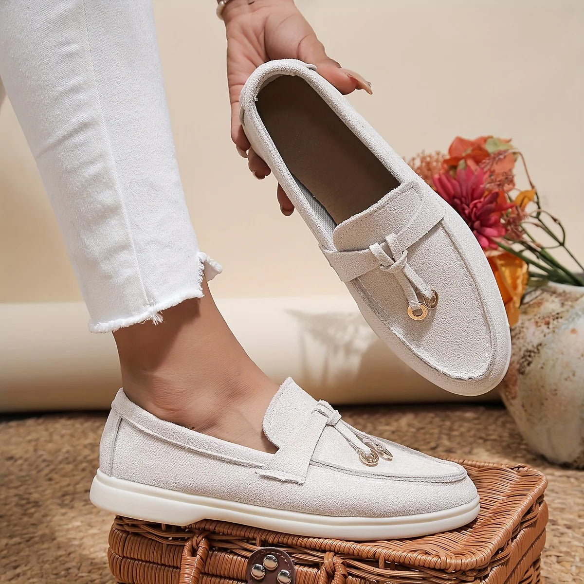 Kvinnors Syntetiskt Läder Loafers med Elegant Design