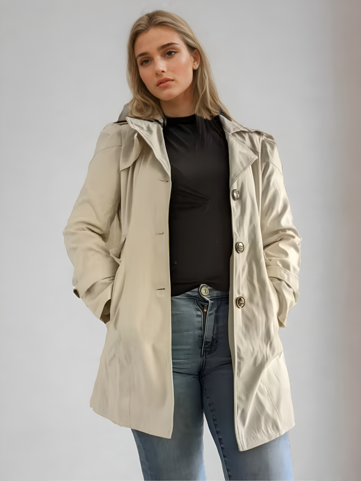 Kvinnors Trenchcoat Dam med Getailleerad Passform