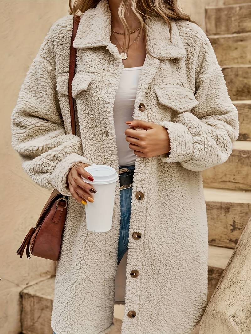 Lång Teddyjacka Dam - Elegant och Bekväm Vinterjacka