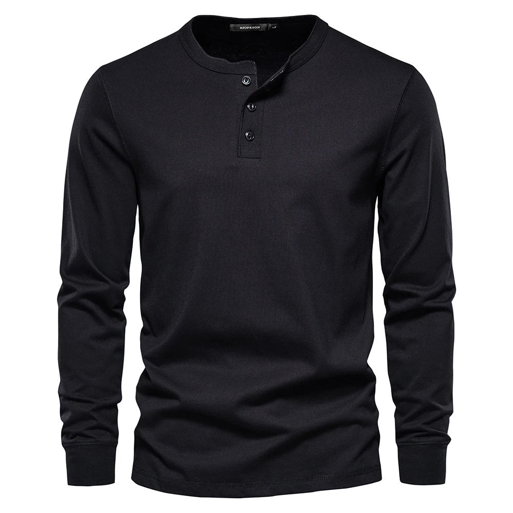 Långärmad Henley T-shirt Herr – För Träning & Vardag