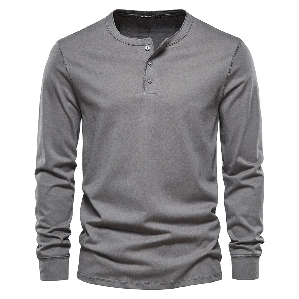 Långärmad Henley T-shirt Herr – För Träning & Vardag