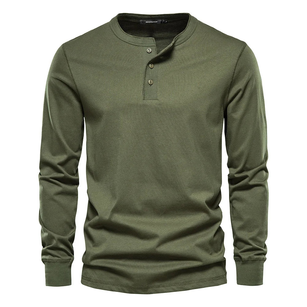 Långärmad Henley T-shirt Herr – För Träning & Vardag