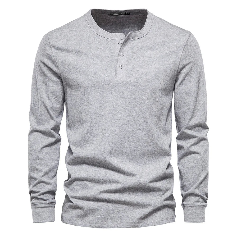 Långärmad Henley T-shirt Herr – För Träning & Vardag