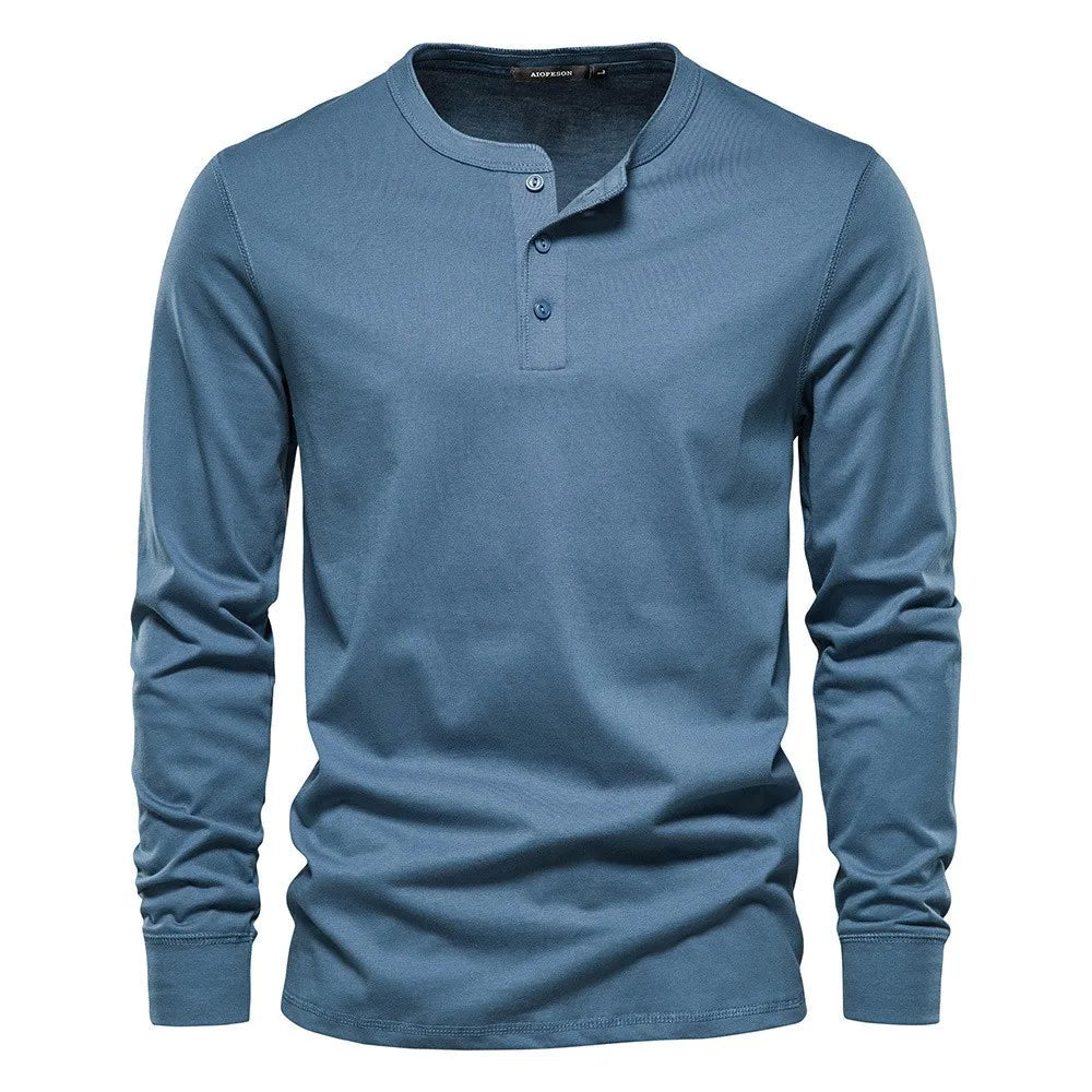Långärmad Henley T-shirt Herr – För Träning & Vardag