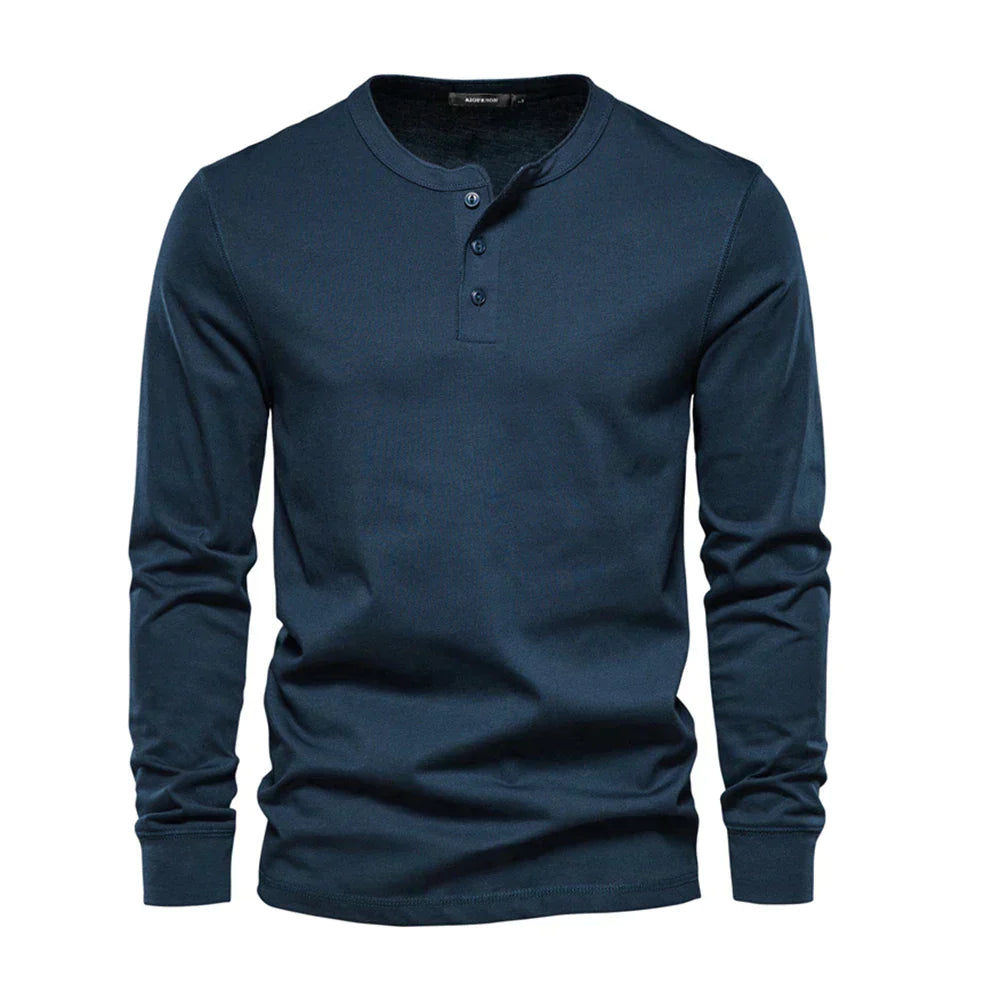 Långärmad Henley T-shirt Herr – För Träning & Vardag