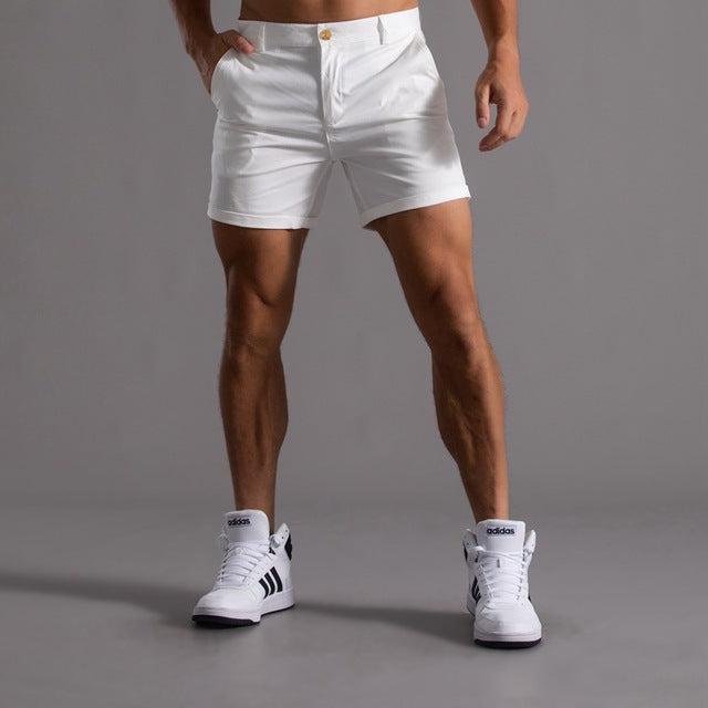 Mäns Bomull Chino Shorts Knälängd Khaki-2