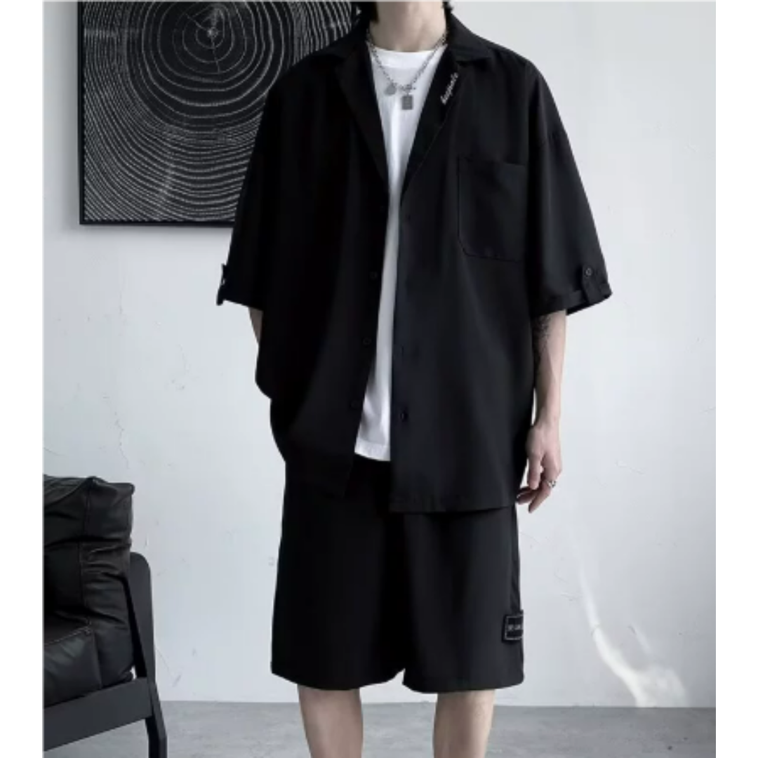 Mäns Bomull Sommar Set Skjorta och Shorts