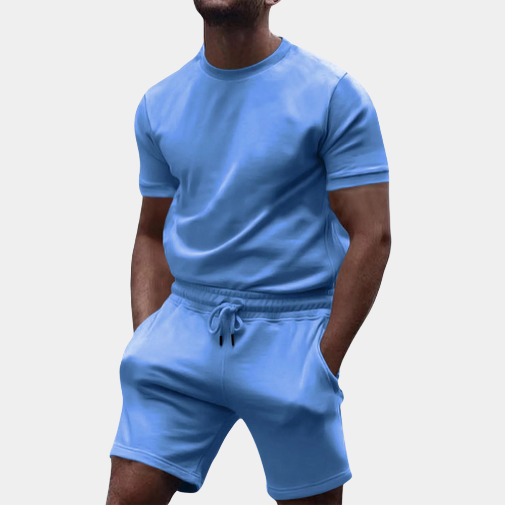 Mäns Bomull Uppsättning Avslappnad Stil T-shirt och Shorts
