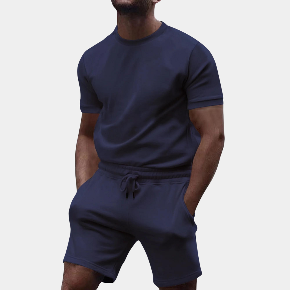 Mäns Bomull Uppsättning Avslappnad Stil T-shirt och Shorts