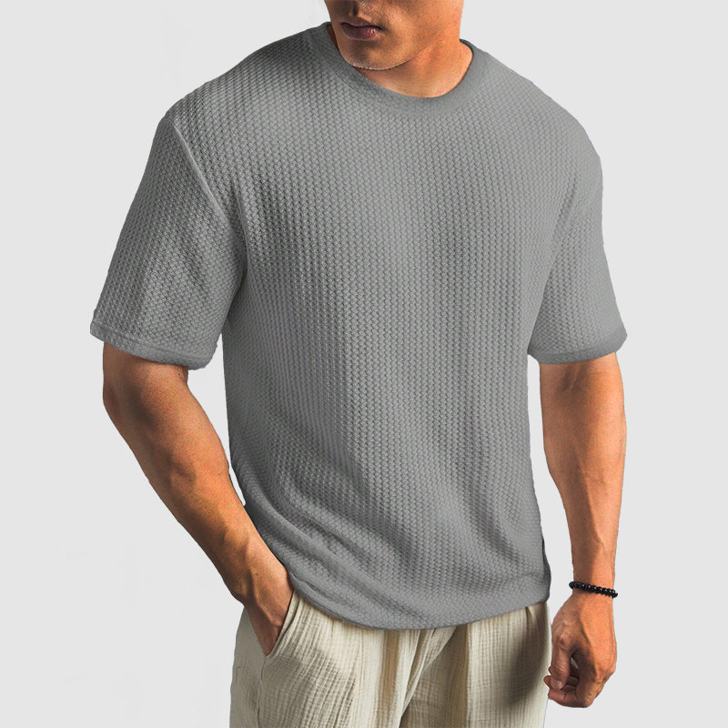 Mäns Stickad T-Shirt i Högkvalitativt Material