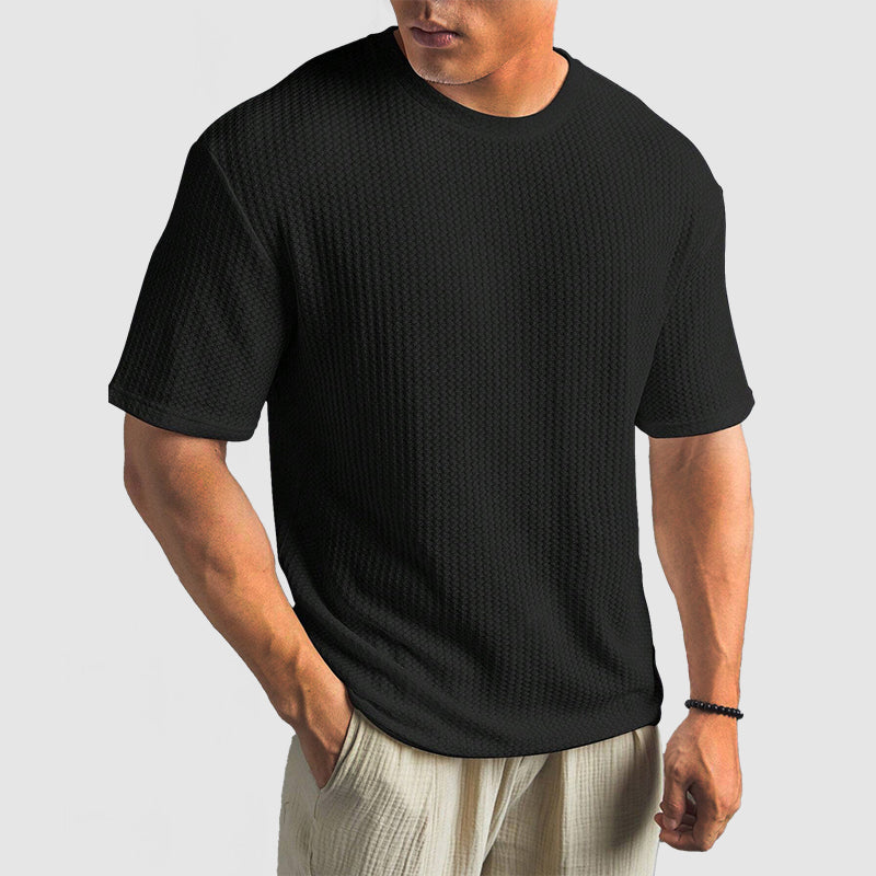 Mäns Stickad T-Shirt i Högkvalitativt Material
