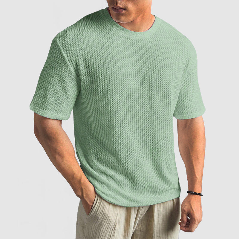 Mäns Stickad T-Shirt i Högkvalitativt Material