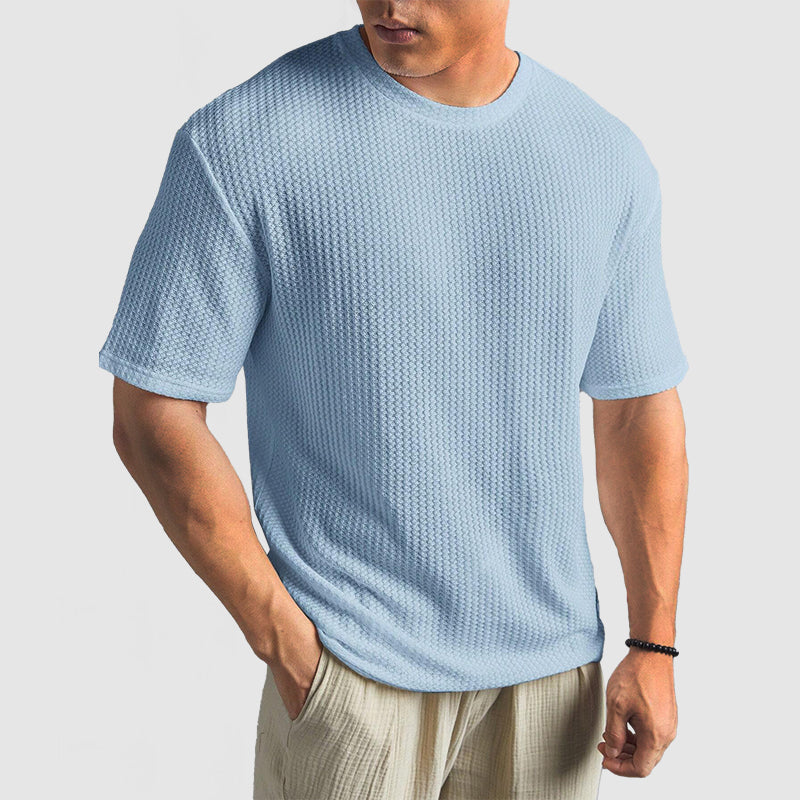 Mäns Stickad T-Shirt i Högkvalitativt Material