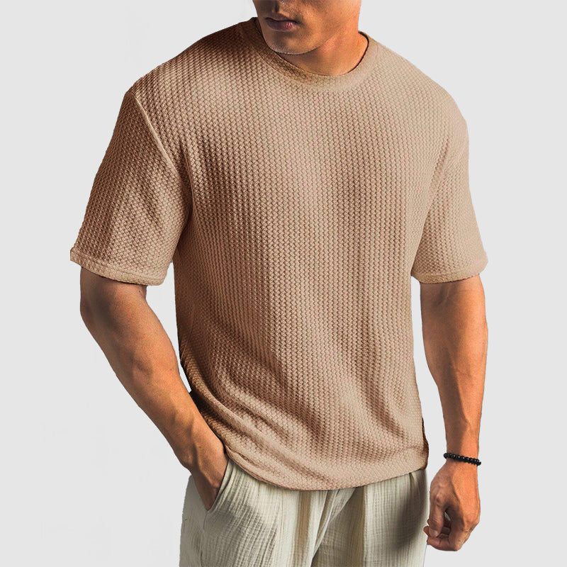 Mäns Stickad T-Shirt i Högkvalitativt Material