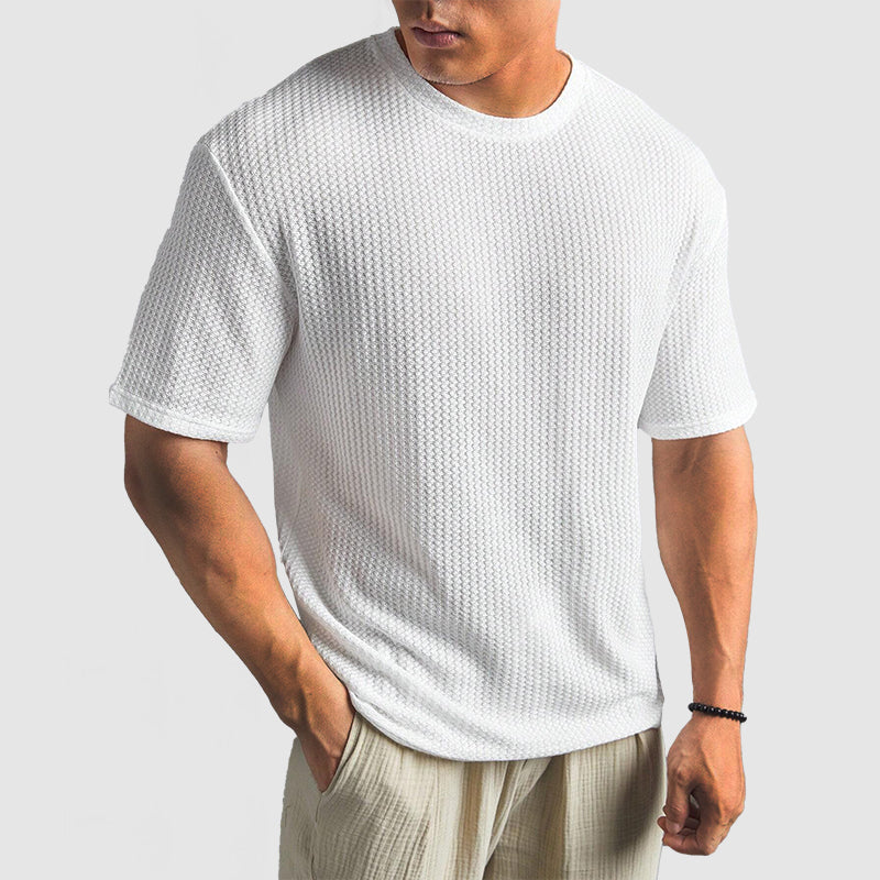 Mäns Stickad T-Shirt i Högkvalitativt Material