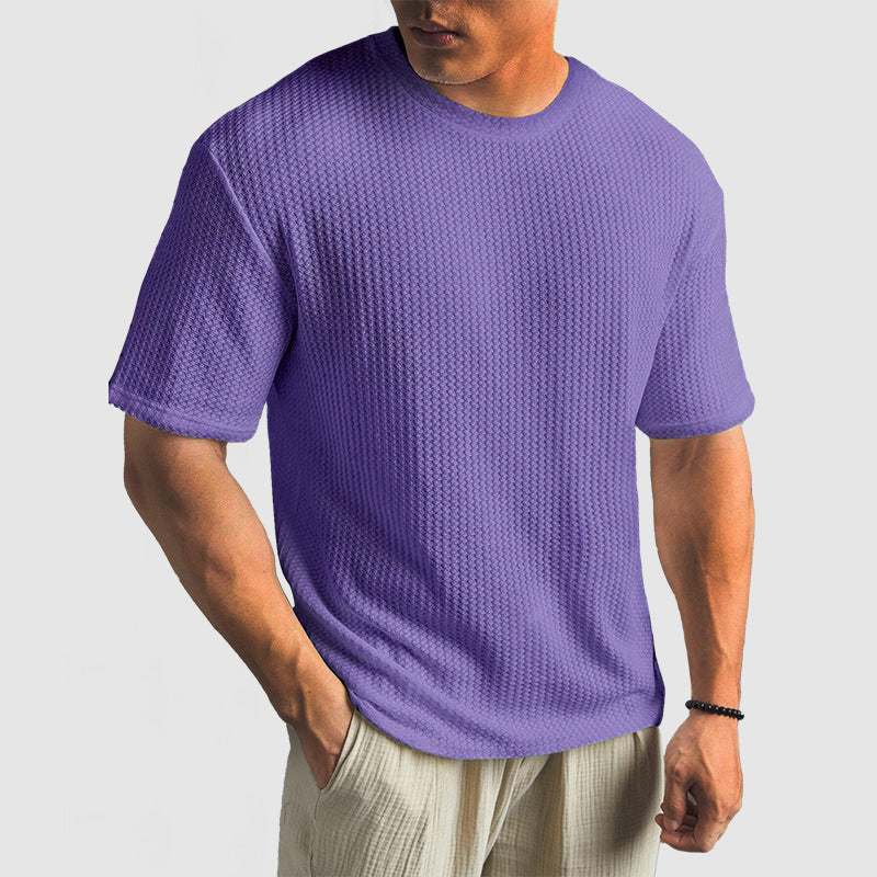 Mäns Stickad T-Shirt i Högkvalitativt Material