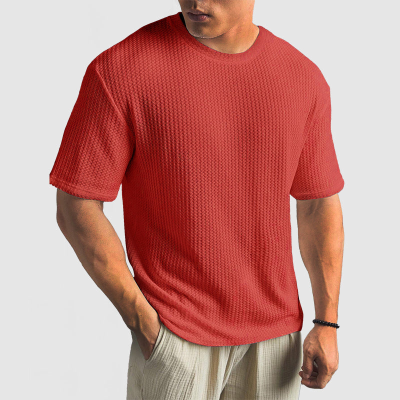 Mäns Stickad T-Shirt i Högkvalitativt Material