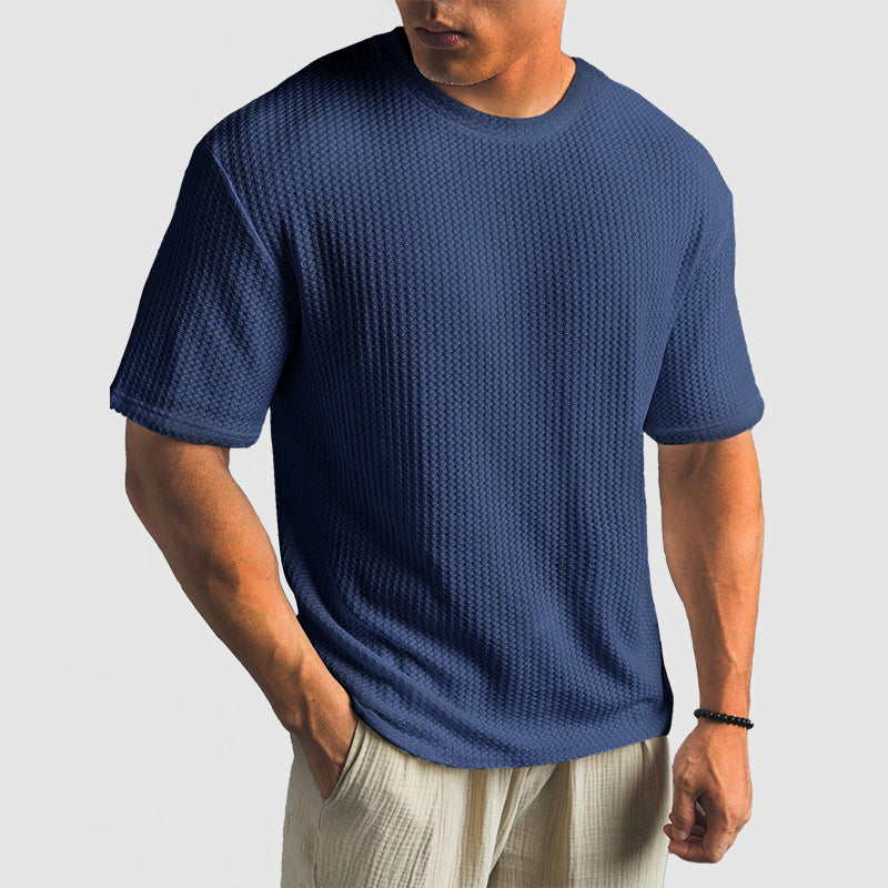Mäns Stickad T-Shirt i Högkvalitativt Material