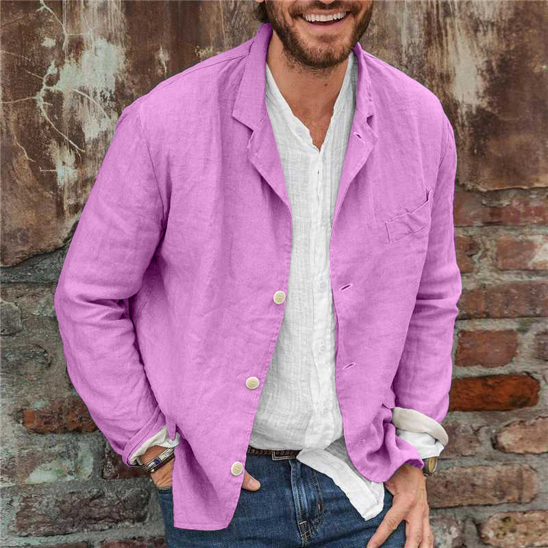 Mäns Linne Blazer Casual-6