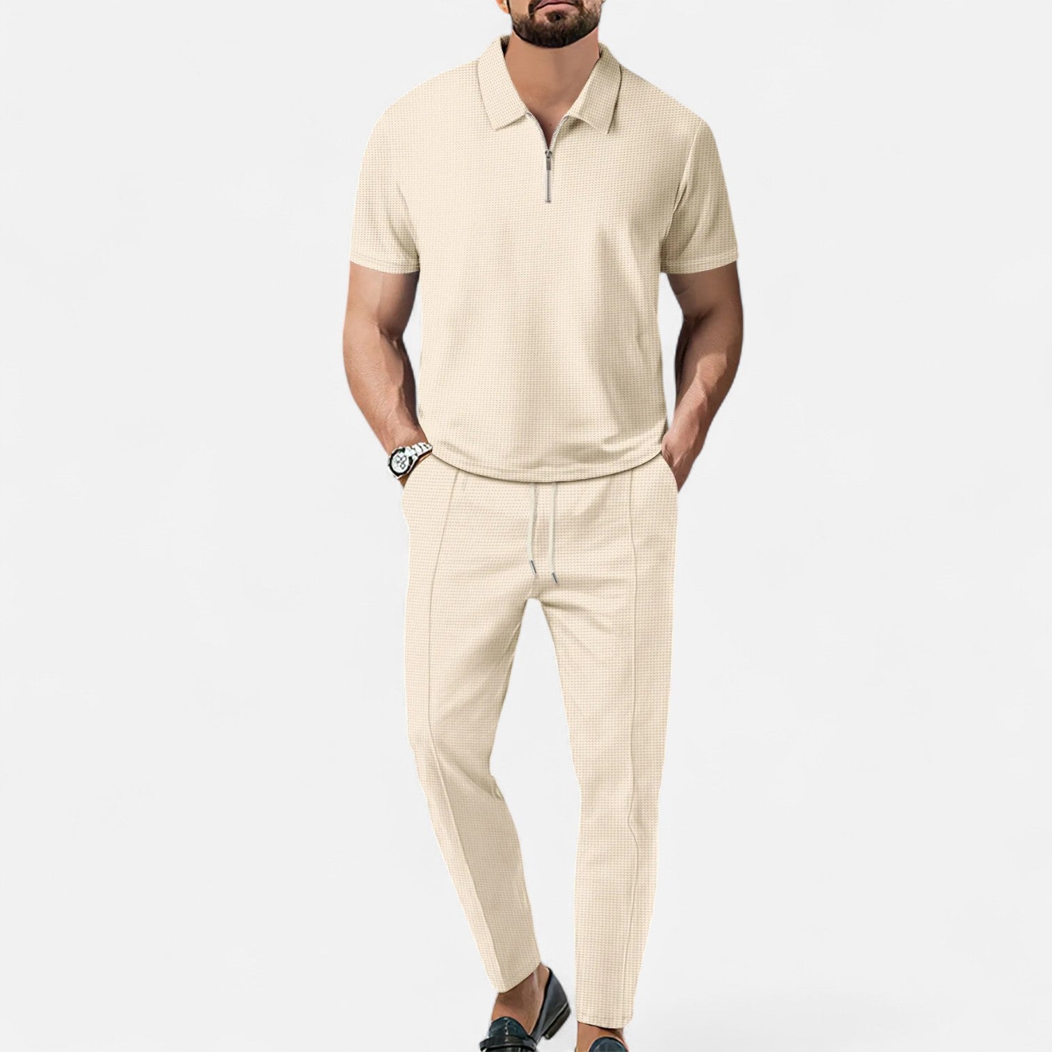 Poloskjorta & Byxor Set Herr – Casual & Elegant Stil