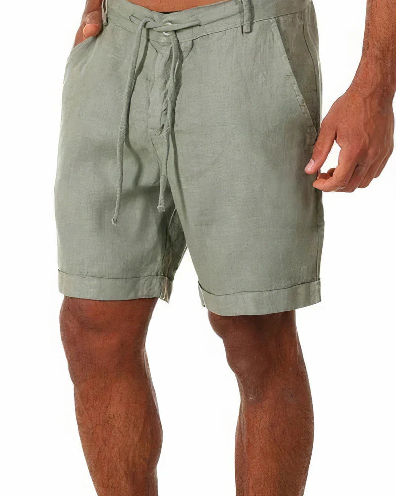Herr Linne Shorts 100% Lin Avslappnad Stil-3