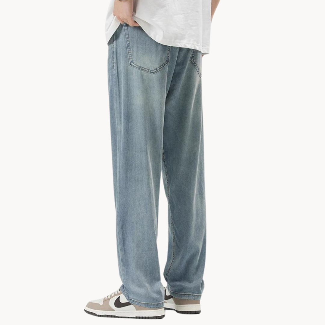 Raka jeansbyxor för män