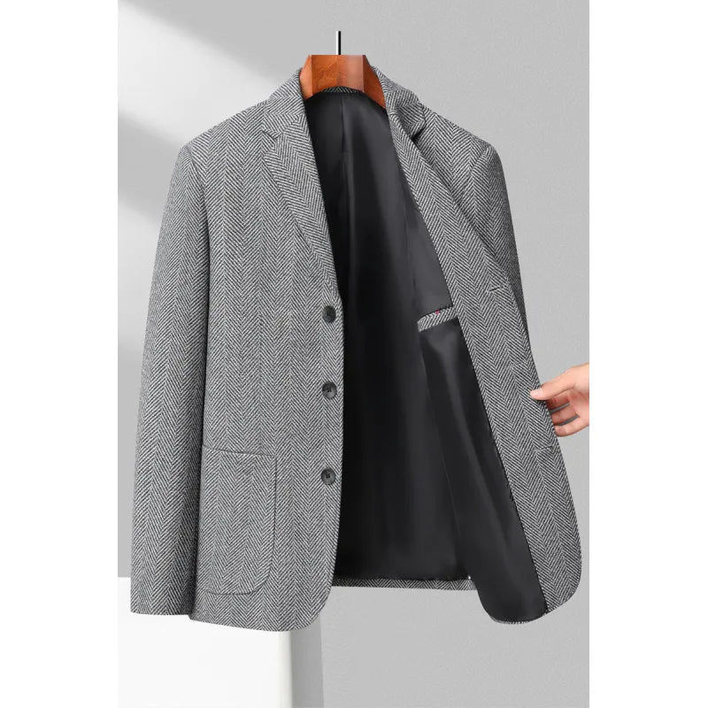 Herr Blazer Ullblandning Skräddarsydd Passform-2