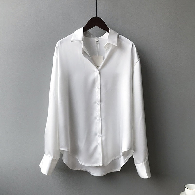 Dam Blus Bomull Löst Snitt Modern Stil-5