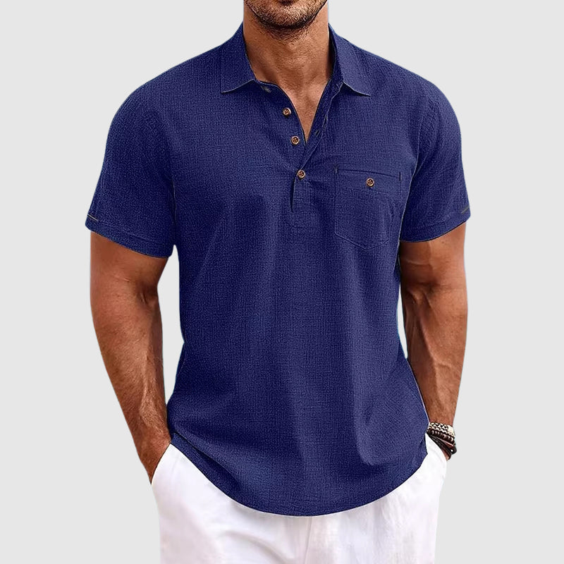 Herr Linne Polo för Avslappnad och Stilren Look 4