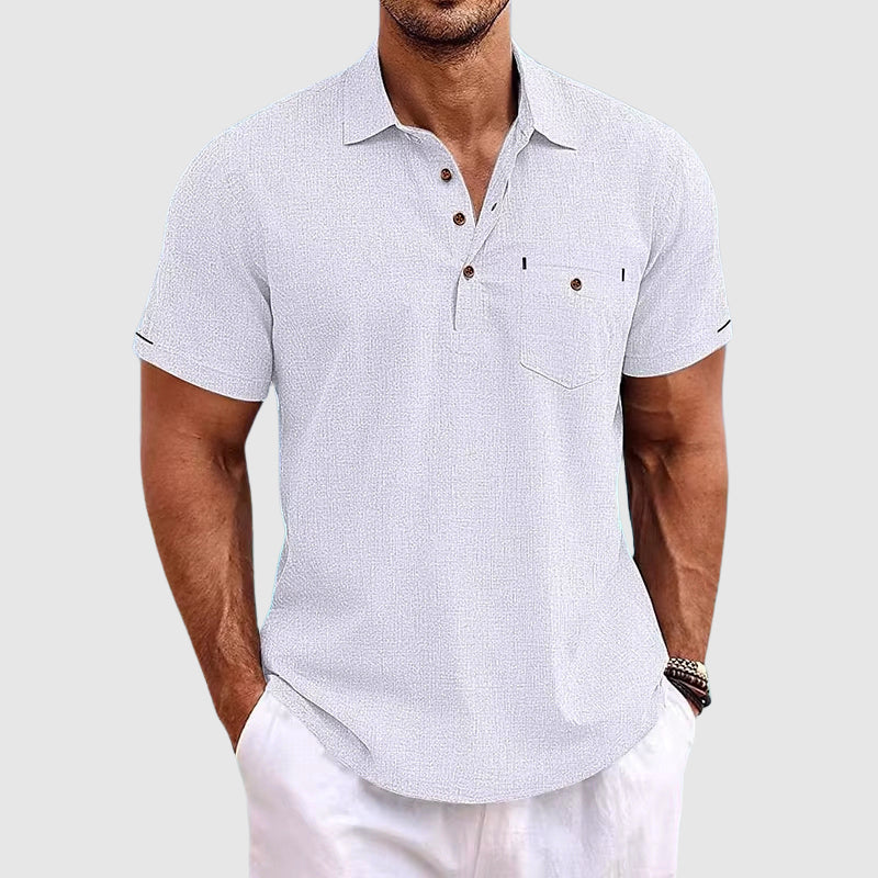 Herr Linne Polo för Avslappnad och Stilren Look 3