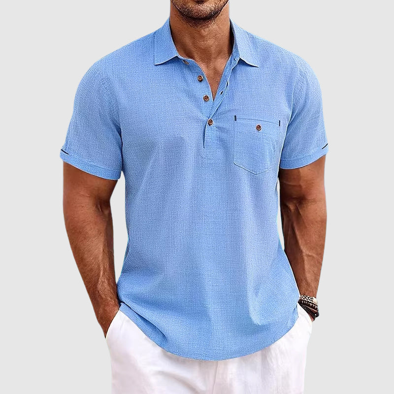Herr Linne Polo för Avslappnad och Stilren Look 1