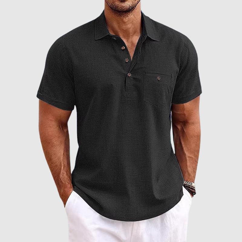 Herr Linne Polo för Avslappnad och Stilren Look 2
