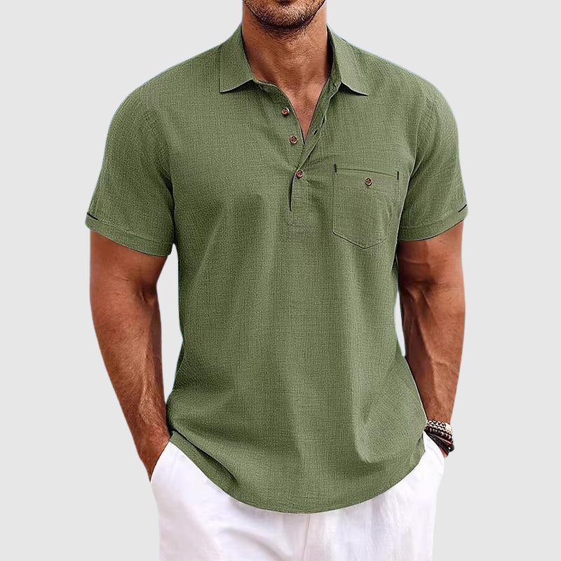 Herr Linne Polo för Avslappnad och Stilren Look 5