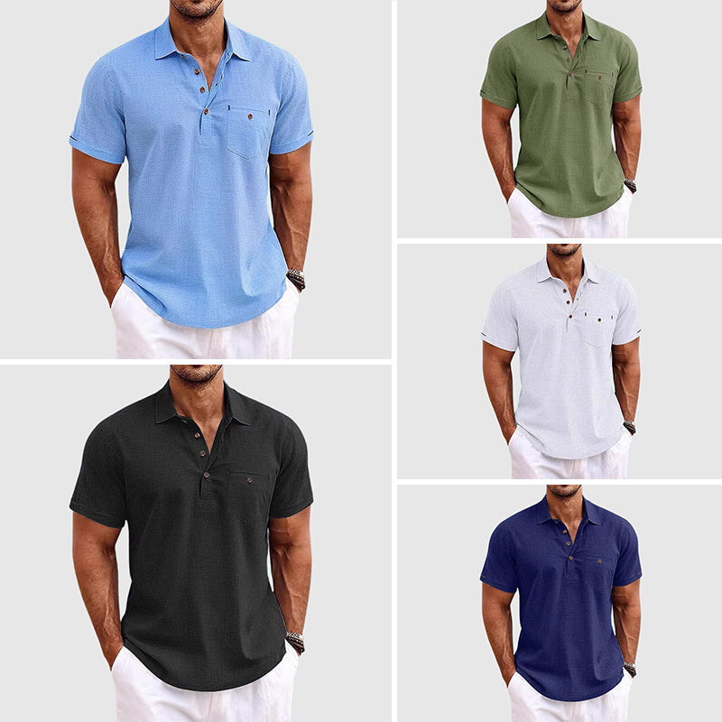 Herr Linne Polo för Avslappnad och Stilren Look 6
