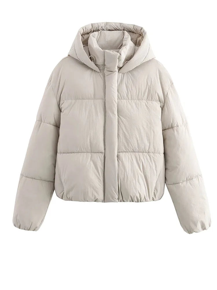 Vinterjacka Dam Quiltrad Pufferjacka med Huva 0