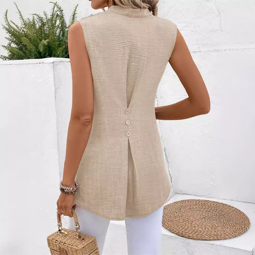 Vit Blus Dam V-ringning Slim Fit