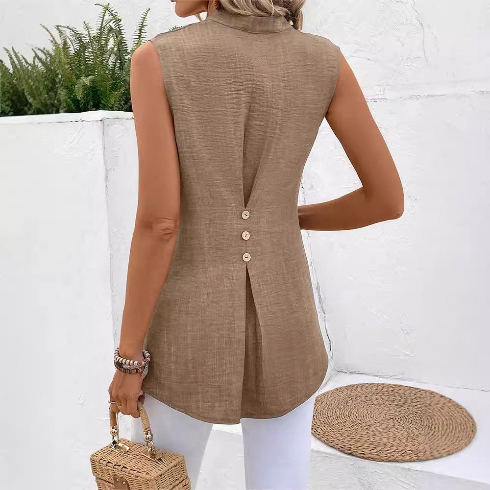 Vit Blus Dam V-ringning Slim Fit