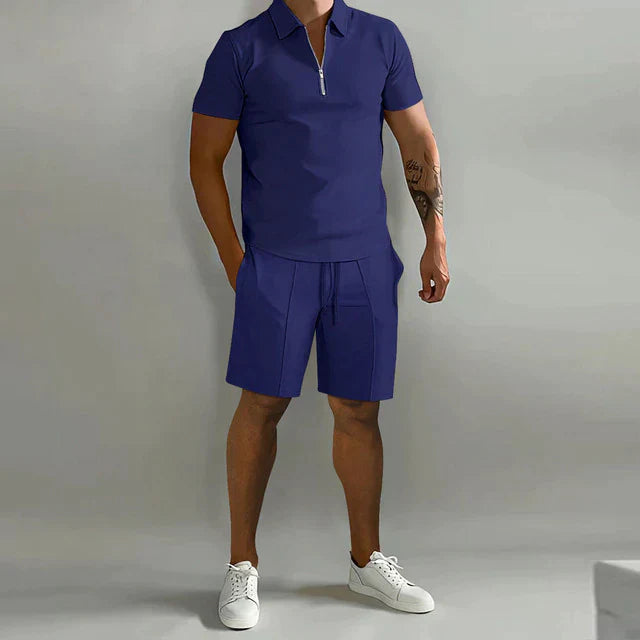 Herrens T-shirt och Shorts Set i Andningsbart Tyg-4