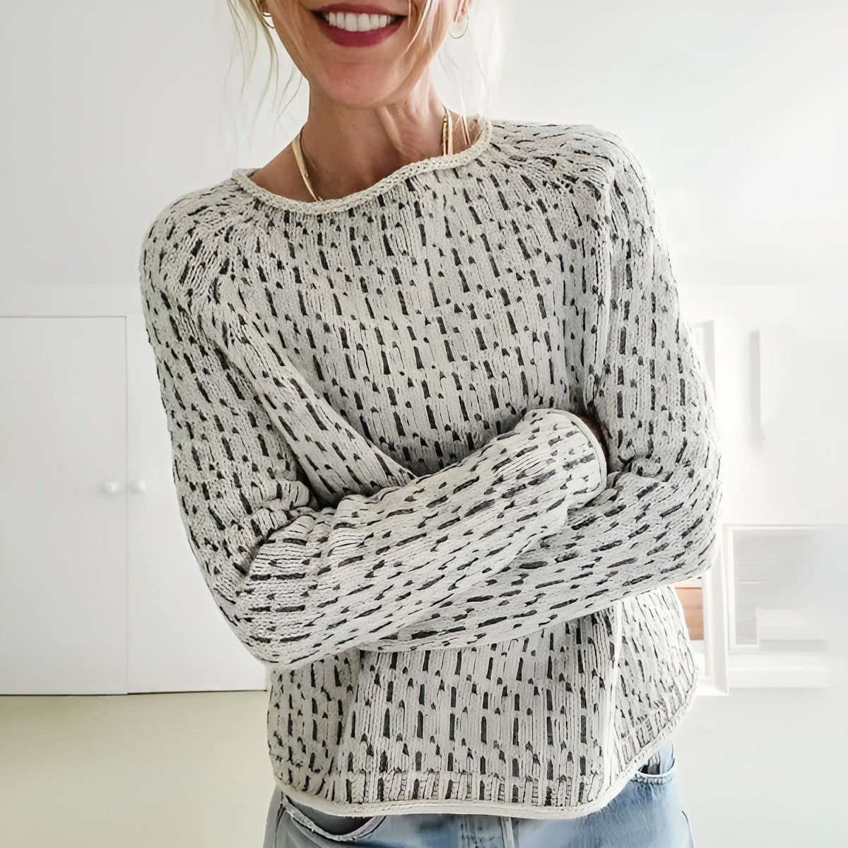 Linnea | Stilren Stickad Tröja