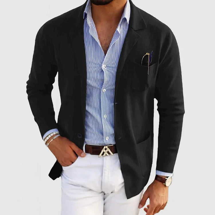 Herrens Stickad Blazer Lätt och Avslappnad-3