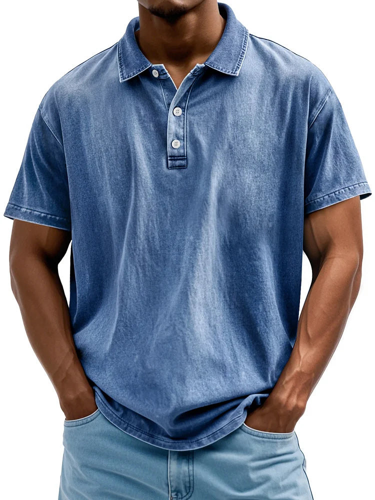 Herr Bomull Polo Skjorta Vintage Tidlös Stil-1