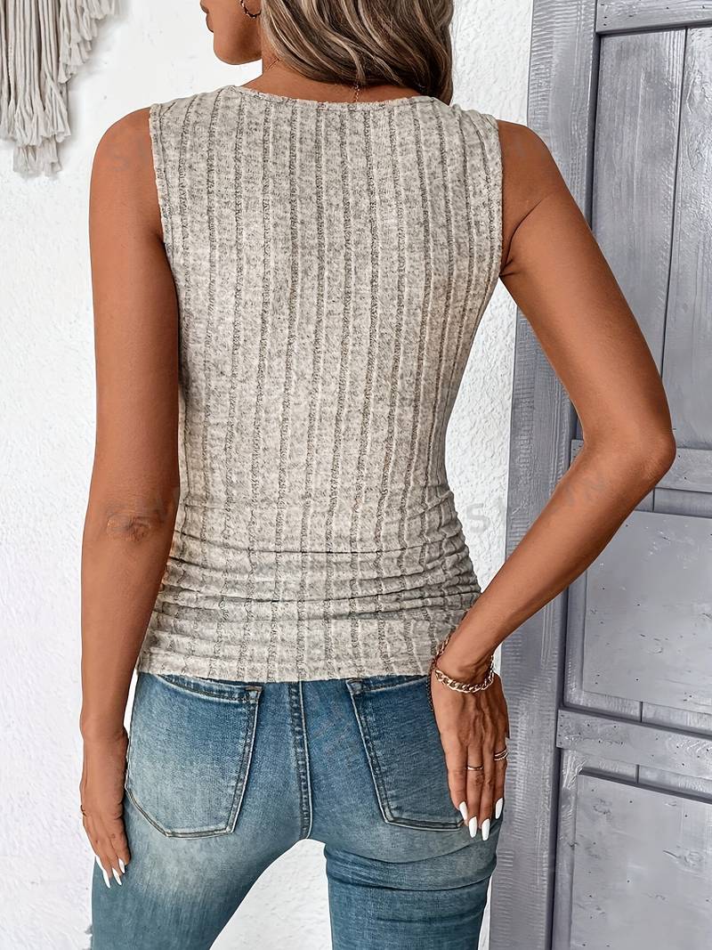 Dam Ribbad Tank Top i Högkvalitativt Material-3