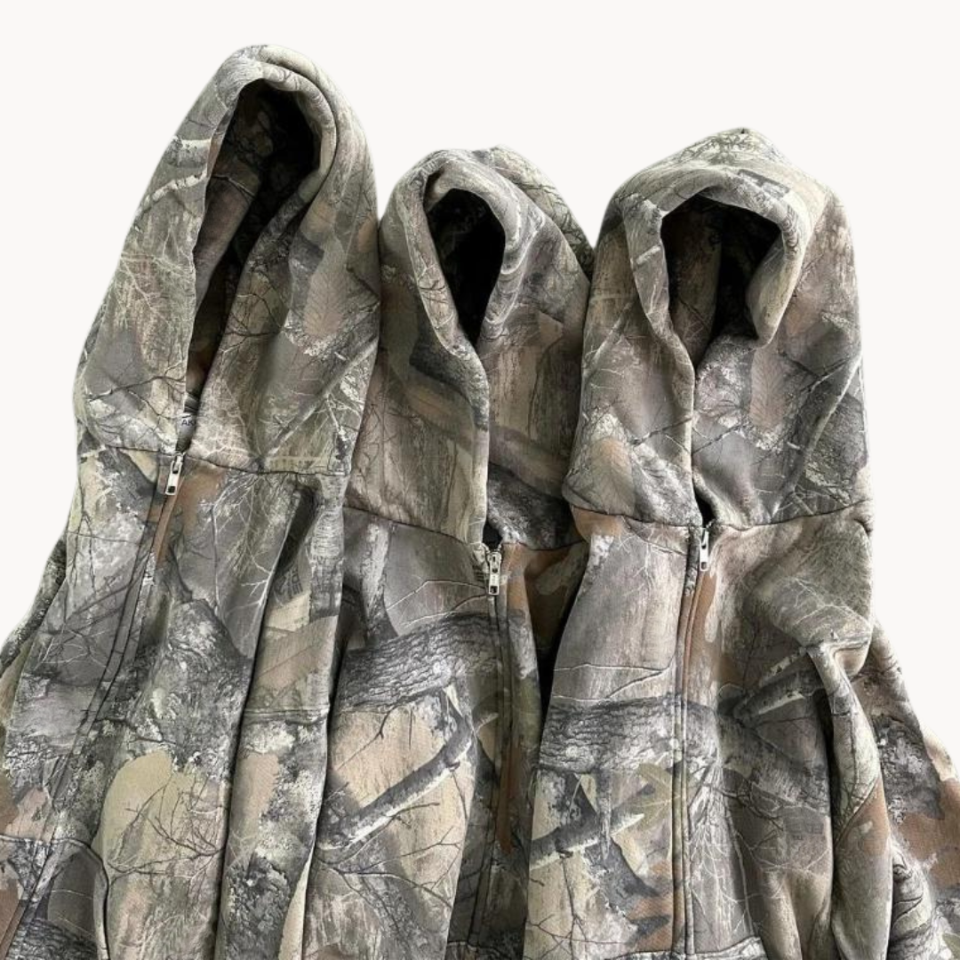 Avslappnad Kamouflage Hoodie