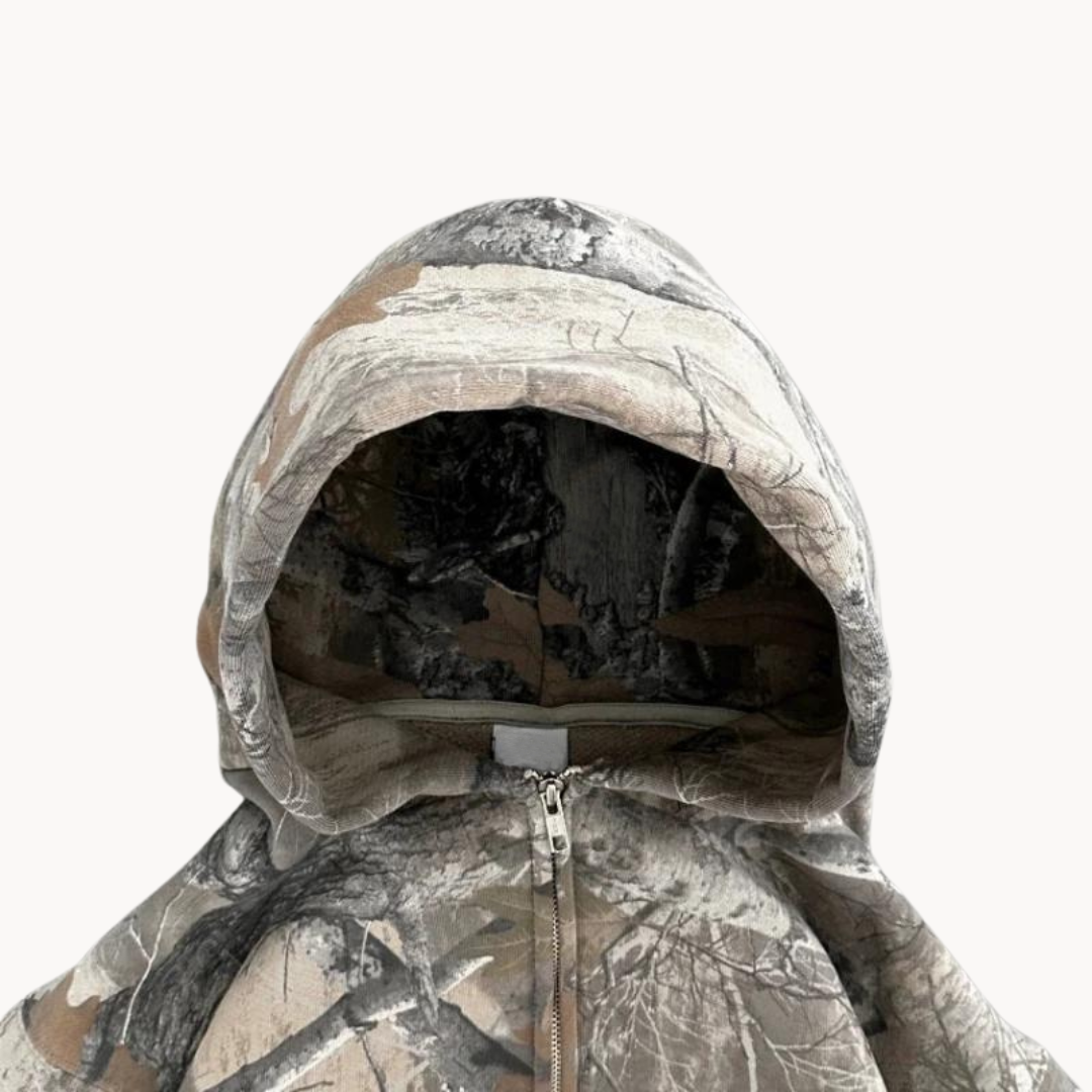 Avslappnad Kamouflage Hoodie