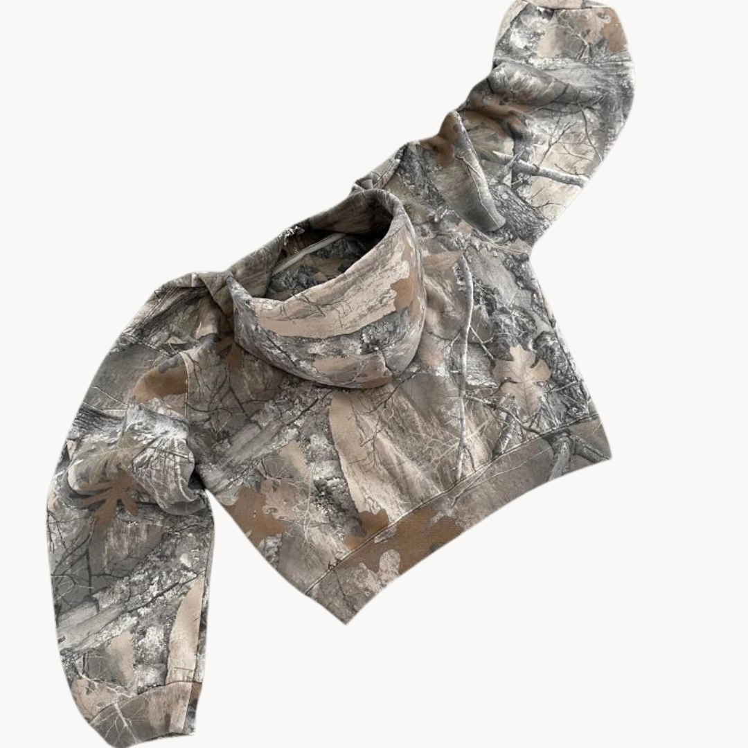 Avslappnad Kamouflage Hoodie