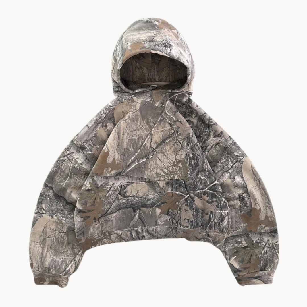 Avslappnad Kamouflage Hoodie