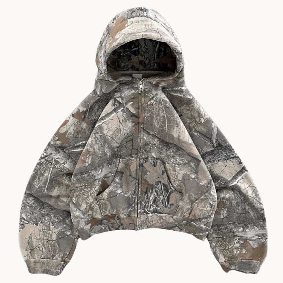 Avslappnad Kamouflage Hoodie
