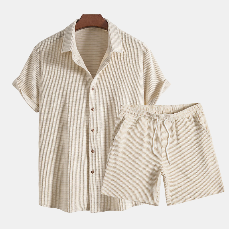Dam Loungewear Set i Våffelstickad Design 1